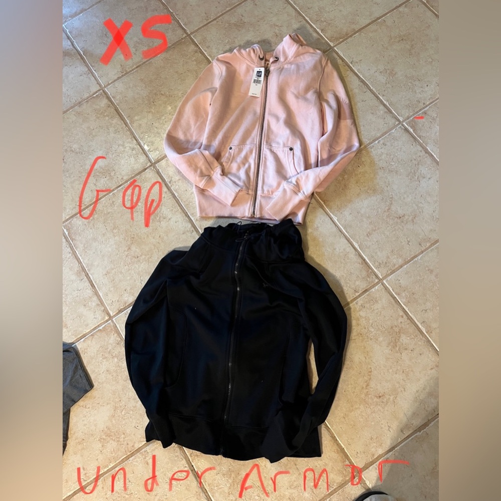 y2k xs variety bundle zip sweatshirt, zip under armour + sweater teens/women